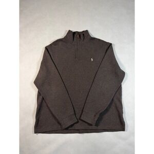 Polo Ralph Lauren Mens Quarter Zip Sweater Brown Cotton Size XXL
